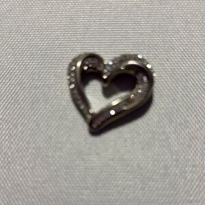 Silver Heart Brooch with Sparkling Crystals